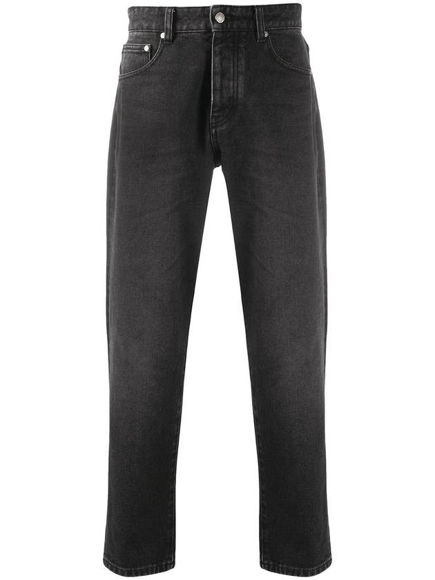 Men's Cropped Slim Fit Jeans Black - AMI - BALAAN.