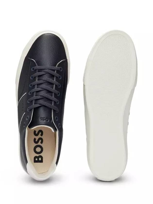 Green Faux leather trainers with plain and grained textures 50522833 401 sneakers - HUGO BOSS - BALAAN 5