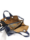 4079989 Navy Leather Silver Crest Grommet Tote 2WAY - BURBERRY - BALAAN 5