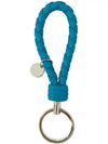 Intrecciato Leather Key Holder Blue - BOTTEGA VENETA - BALAAN 4