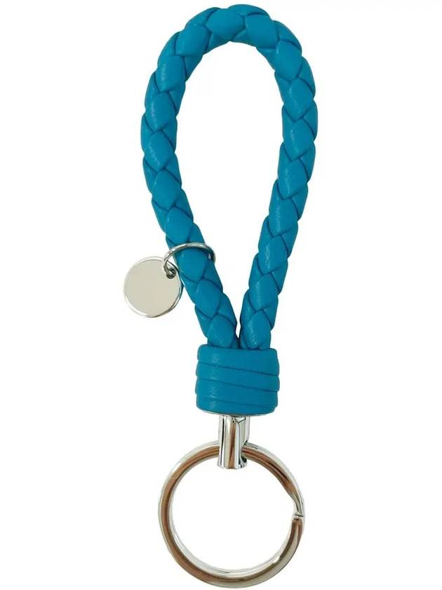 Intrecciato Leather Key Holder Blue - BOTTEGA VENETA - BALAAN 4