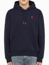 Small Heart Logo Cotton Hoodie Blue - AMI - BALAAN 2