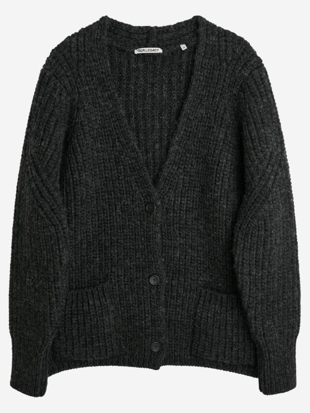 Women's V-Neck Wool Cardigan Dark Grey - OUR LEGACY - BALAAN 2