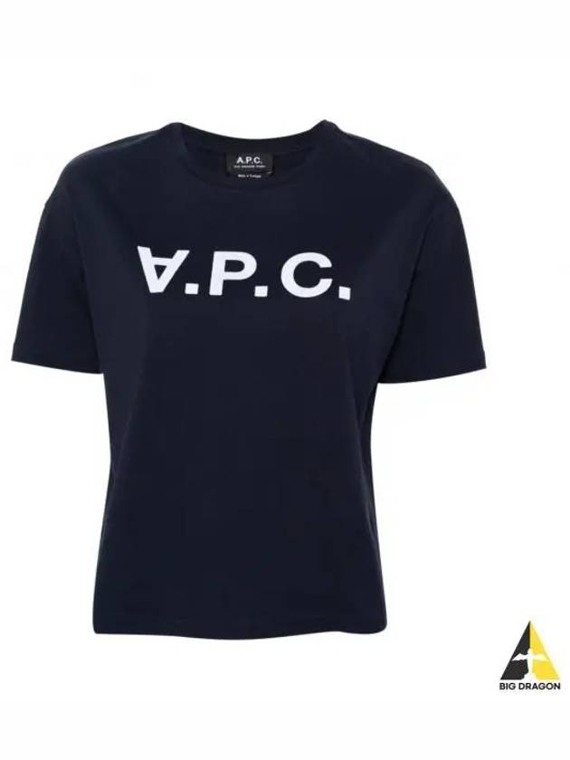 Logo Print Crew Neck Short Sleeve T-Shirt Navy - A.P.C. - BALAAN 2