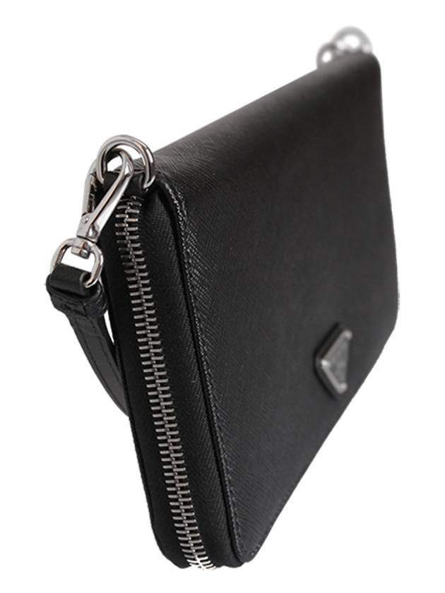 triangle logo saffiano document shoulder bag black - PRADA - BALAAN 4