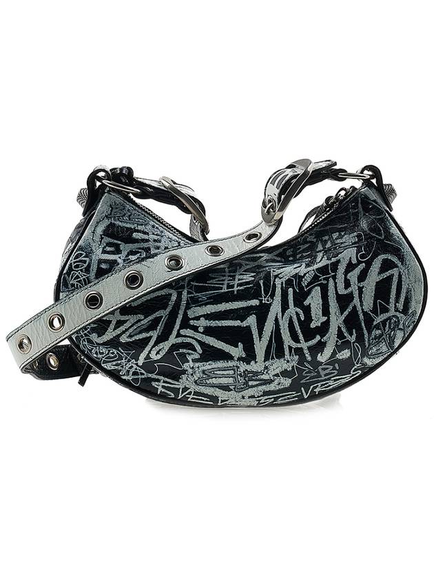 Le Cagole XS Graffiti Lambskin Shoulder Bag Black - BALENCIAGA - BALAAN 4