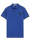 Men's Two Line Wappen Patch Cotton Short Sleeve Polo Shirt Blue Black - STONE ISLAND - BALAAN 2