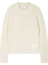 Logo Patch Wool Knit Top Beige - AMI - BALAAN 4