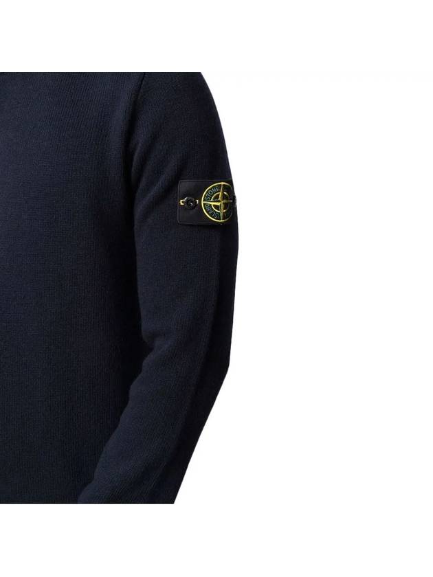 Men's Waffen Patch Round Neck Knit Top Navy - STONE ISLAND - BALAAN 5