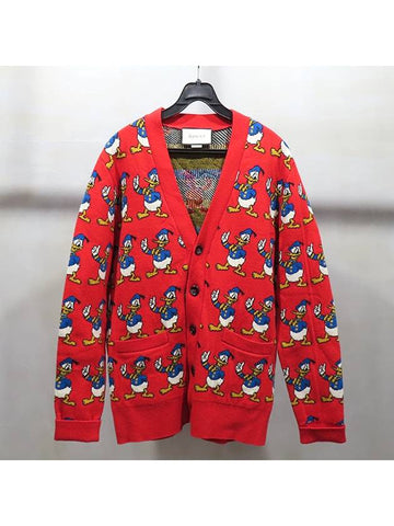 Gucci 463534 DISNEY collaboration red color wool 100 Donald Duck cardigan size S - GUCCI - BALAAN 1