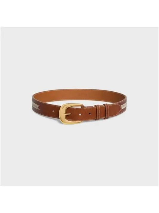 Triomphe leather belt brown - CELINE - BALAAN.