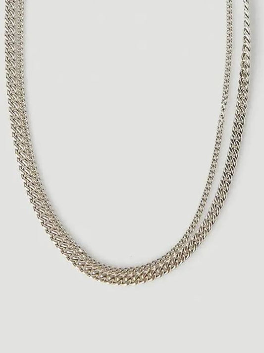 Bottega Veneta double curb chain logoengraved barrel necklace - BOTTEGA VENETA - BALAAN 1
