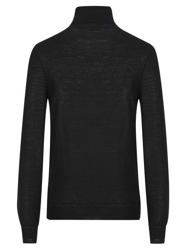 Cassandre Wool Turtle Neck Black - SAINT LAURENT - BALAAN 3