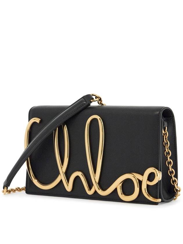 black leather bag with chain shoulder strap - CHLOE - BALAAN 3