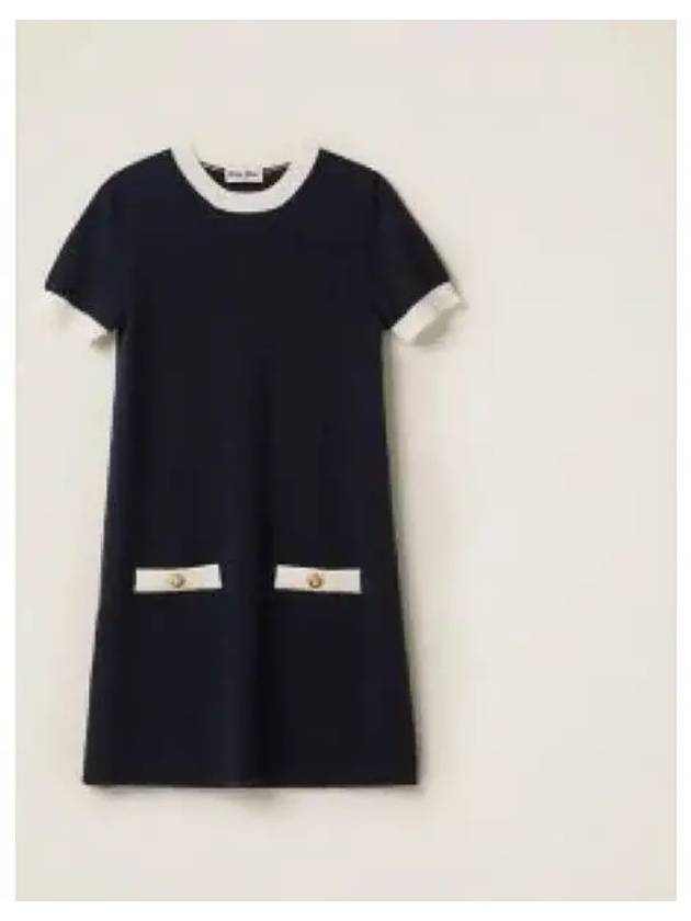 Cashmere mini dress navy MMA761F0008 - MIU MIU - BALAAN 1