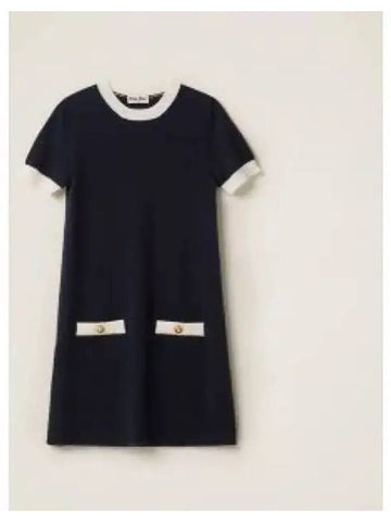 Cashmere mini dress navy MMA761F0008 - MIU MIU - BALAAN 1