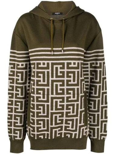 Monogram Stripe Wool Hoodie AH1JR070KD54 - BALMAIN - BALAAN 1