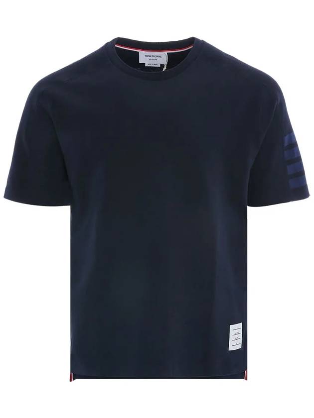 Cotton Short Sleeve T-Shirt Navy - THOM BROWNE - BALAAN 3