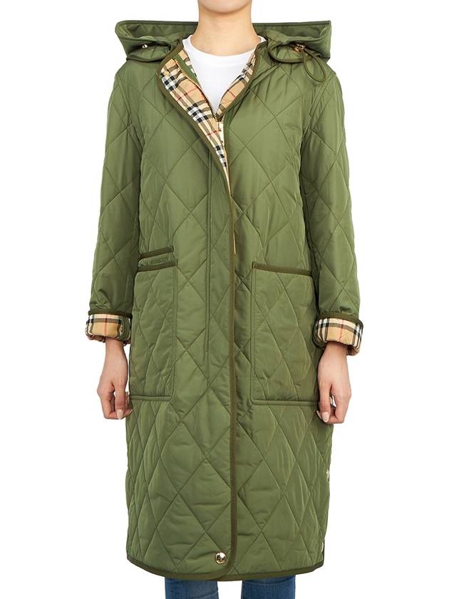 Parkgate Logo Quilted Hooded Padding Khaki - BURBERRY - BALAAN 3