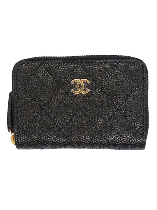 Classic Zipped Coin Purse Grained Calfskin & Gold Black - CHANEL - BALAAN 1