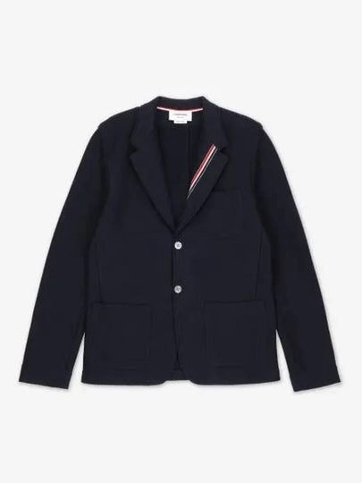 Cotton Blend Blazer Jacket Navy - THOM BROWNE - BALAAN 2