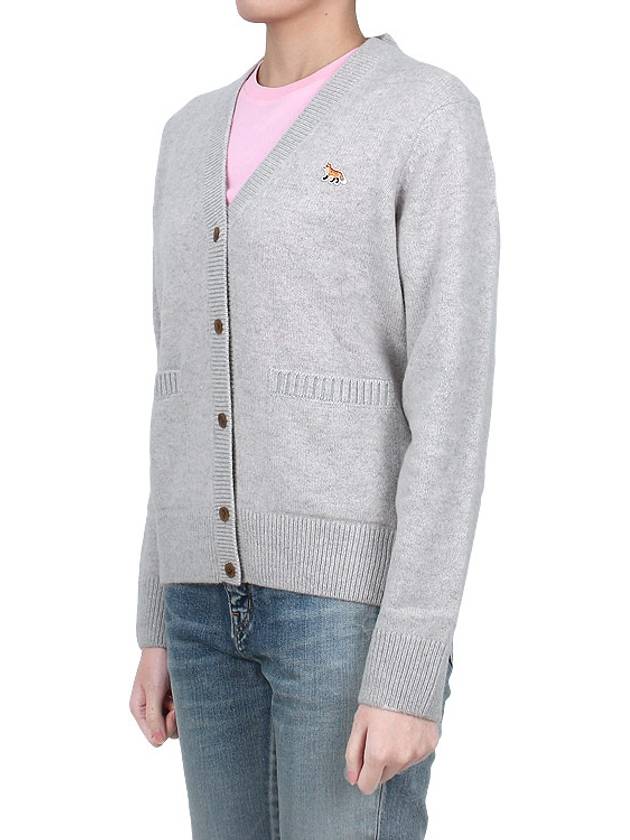 Baby Fox Patch Boxy Cardigan Light Grey Melange - MAISON KITSUNE - BALAAN 5