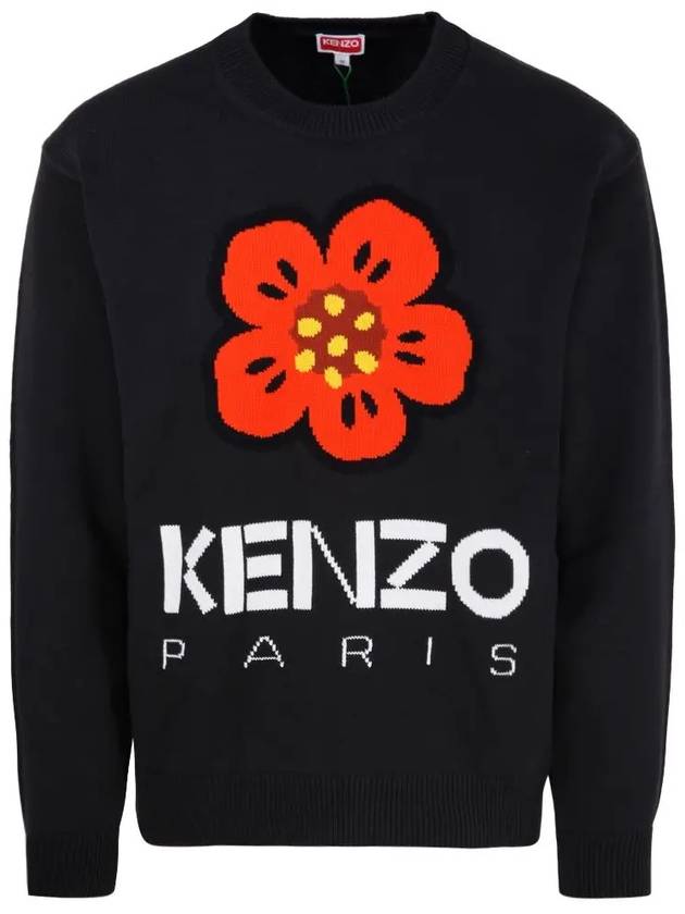 Boke Flower Wool Jumper Knit Top Black - KENZO - BALAAN 3