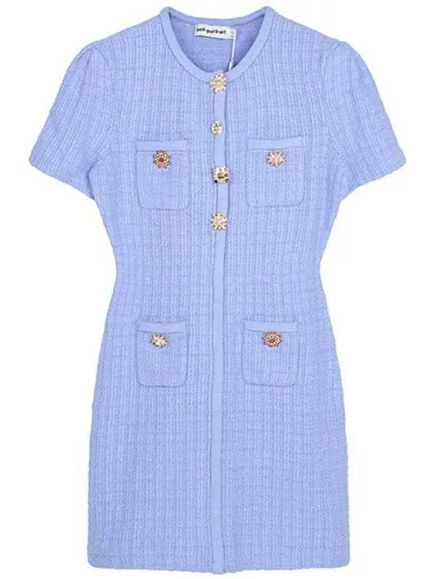 Blue Jewel Button Tweed Mini Piece PF24 041SA BL 1210229 - SELF PORTRAIT - BALAAN 1