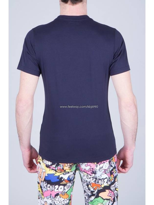 Men's PARIS Logo Short Sleeve TShirt Navy F655TS0504SG77 - KENZO - BALAAN 5