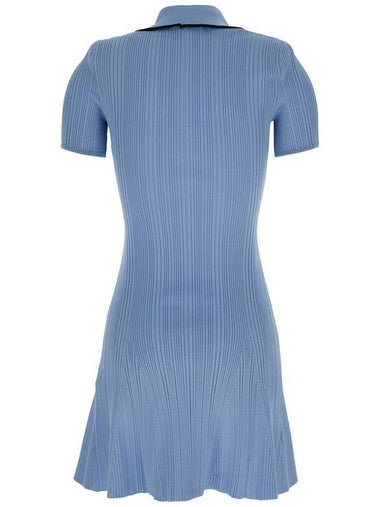 Blue Mini Dress With Notched Collar And Front Button Placket In Viscose Blend Stretch Woman - SELF PORTRAIT - BALAAN 1