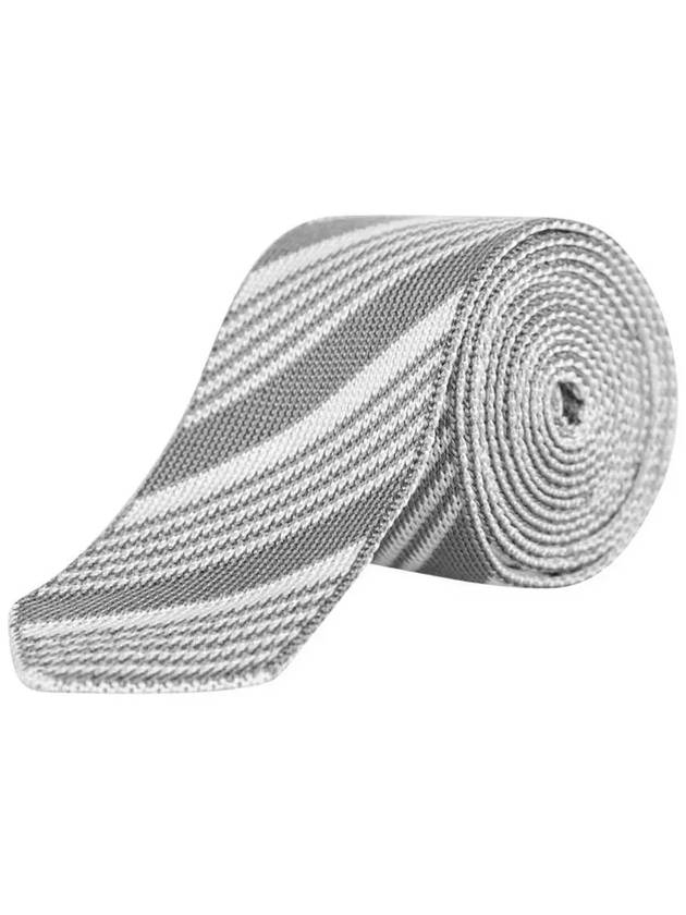 Striped Silk Tie Light Grey - THOM BROWNE - BALAAN.