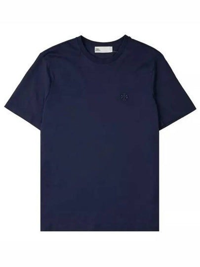 Embroidered Logo Cotton Short Sleeve T-Shirt Navy - TORY BURCH - BALAAN 2