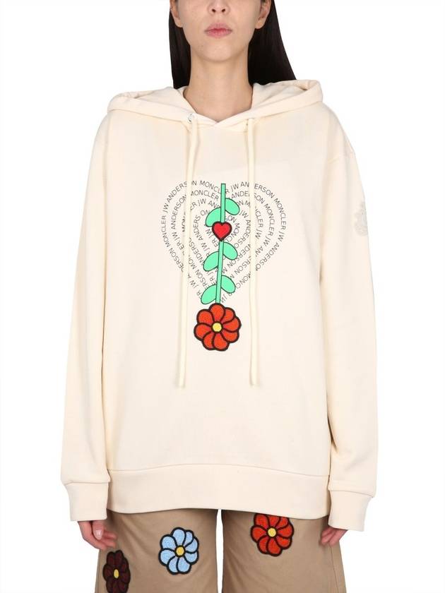 Flower Fleece Jersey Hoodie Beige - MONCLER - BALAAN 4