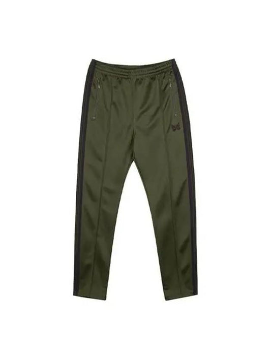 Needles Men's NARROW Poly Smooth Track Pants Olive OT229 B Olive - NEEDLES - BALAAN 1