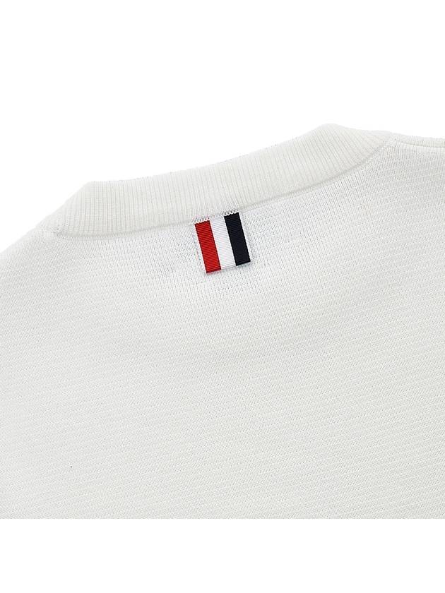 Milano Stitch Crewneck 4-Bar Cotton Crepe Knit Top White - THOM BROWNE - BALAAN 10