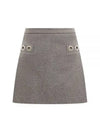 Eyelet Wool Mini A-Line Skirt Grey - MSGM - BALAAN 2