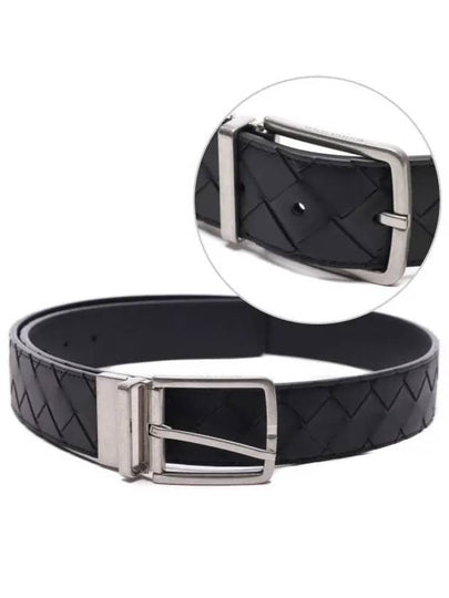 Men's Intrecciato Leather Belt Black - BOTTEGA VENETA - BALAAN 2