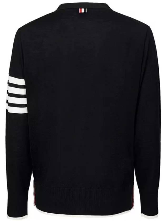 Men s 4 Bar Stripe Wool Black Cardigan MKC002A Y1014 038 - THOM BROWNE - BALAAN 2