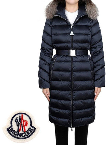 Night Blue Leary Fox Fur Goose Long Down Jacket LEERSIE 1C00066 59685 778 00468 - MONCLER - BALAAN 1