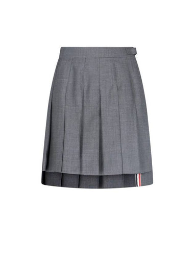 RMB Wool Mini Pleated Skirt Grey - THOM BROWNE - BALAAN 1