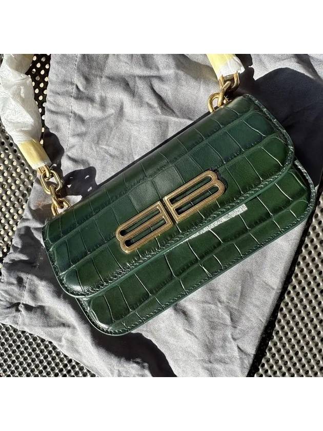 Crocker Leather Gossip Shoulder Bag Green - BALENCIAGA - BALAAN 3