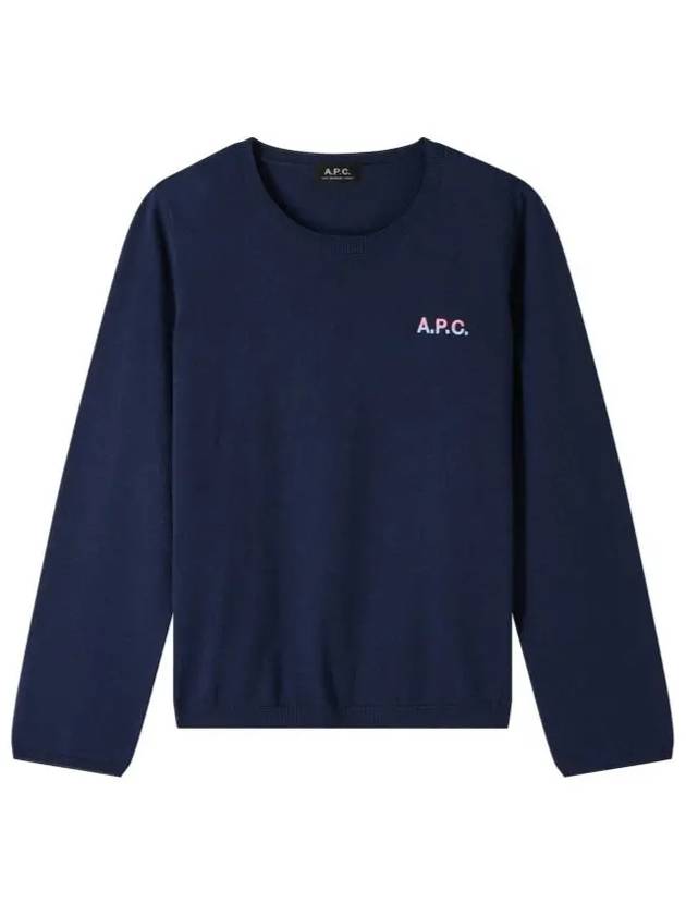 Embroidered Logo Knit Top Navy - A.P.C. - BALAAN 2