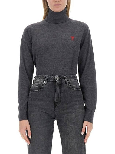 De Coeur Wool Turtleneck Heather Grey - AMI - BALAAN 1