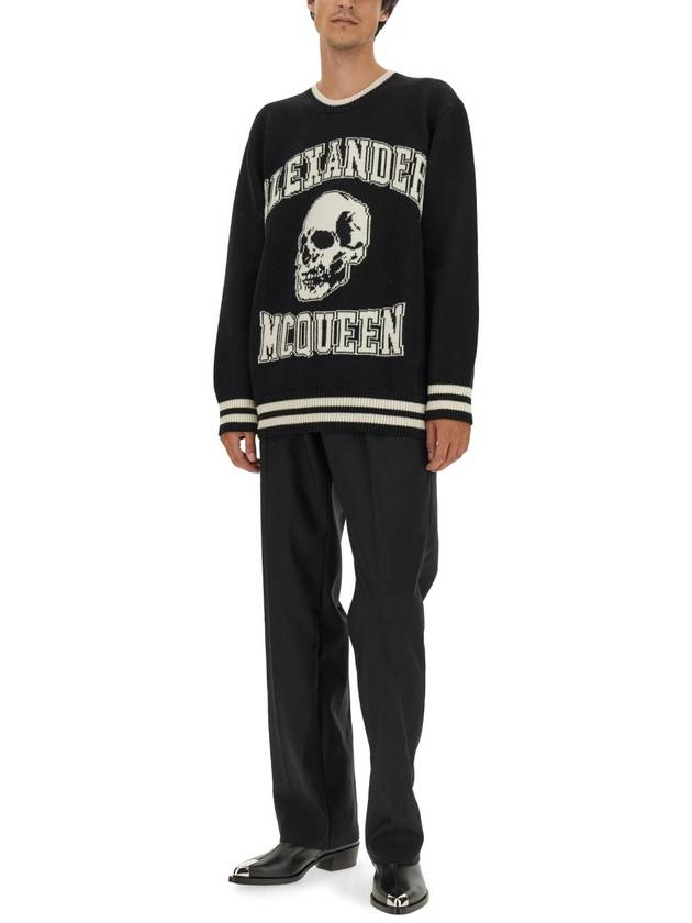 Skull Logo Print Wool Knit Top Black - ALEXANDER MCQUEEN - BALAAN 3