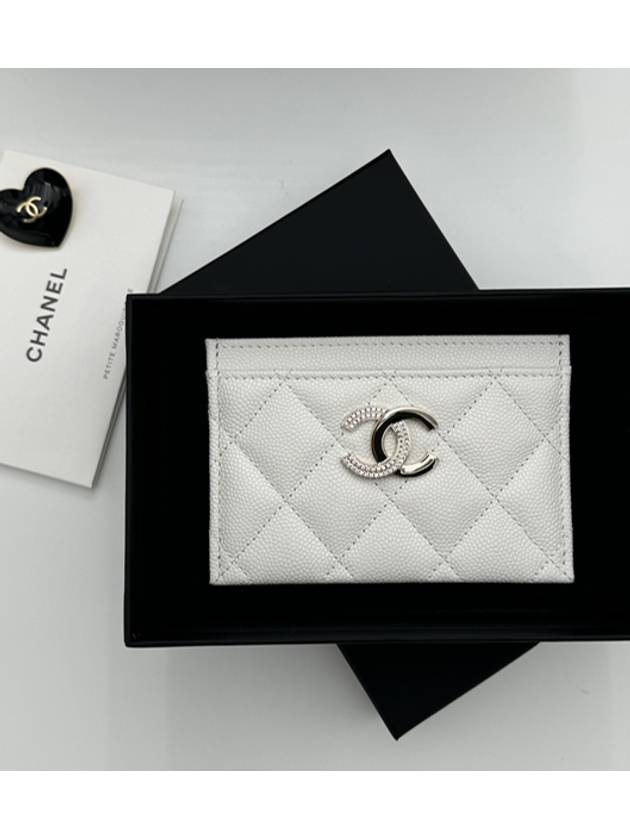 24B Season Card Holder Caviar White Gold Plated AP4179 - CHANEL - BALAAN 1