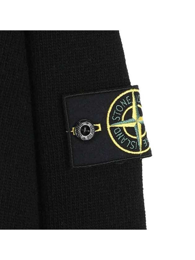 Wappen Patch Half Button Lambswool Knit Top Black - STONE ISLAND - BALAAN 5