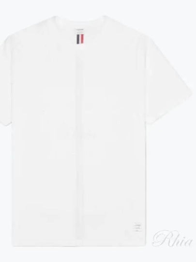 Men's Center Back Striped Short Sleeve T-Shirt White - THOM BROWNE - BALAAN 2