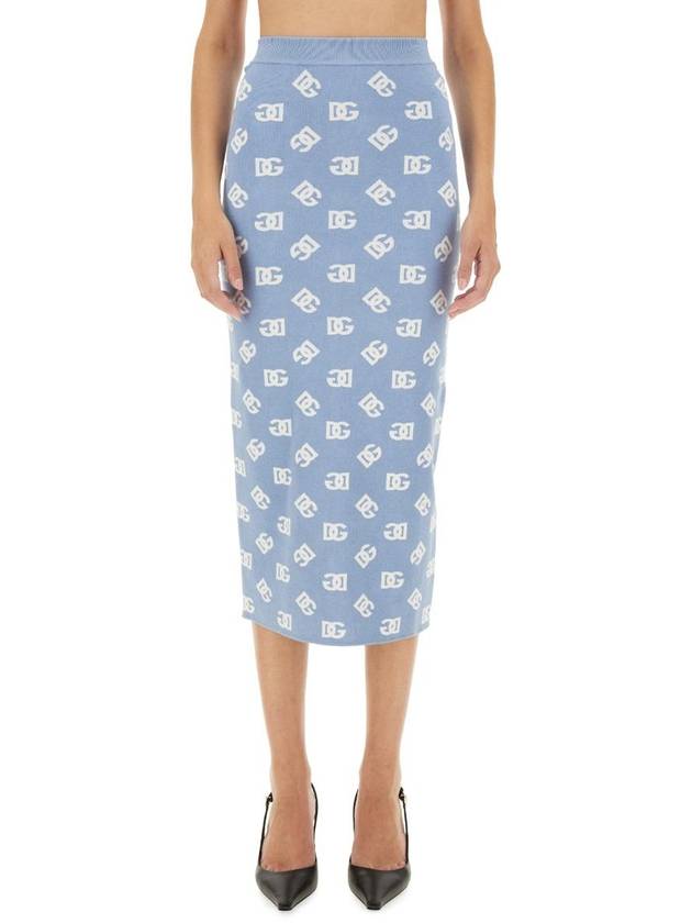 Dolce & Gabbana Viscose Logo Jacquard Pencil Skirt - DOLCE&GABBANA - BALAAN 1