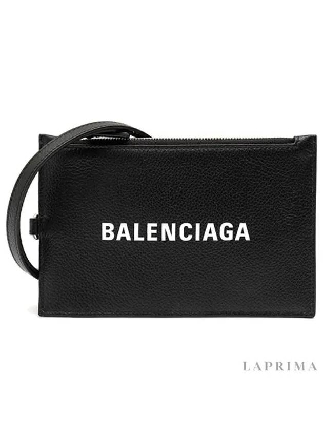 logo strap card wallet black - BALENCIAGA - BALAAN.