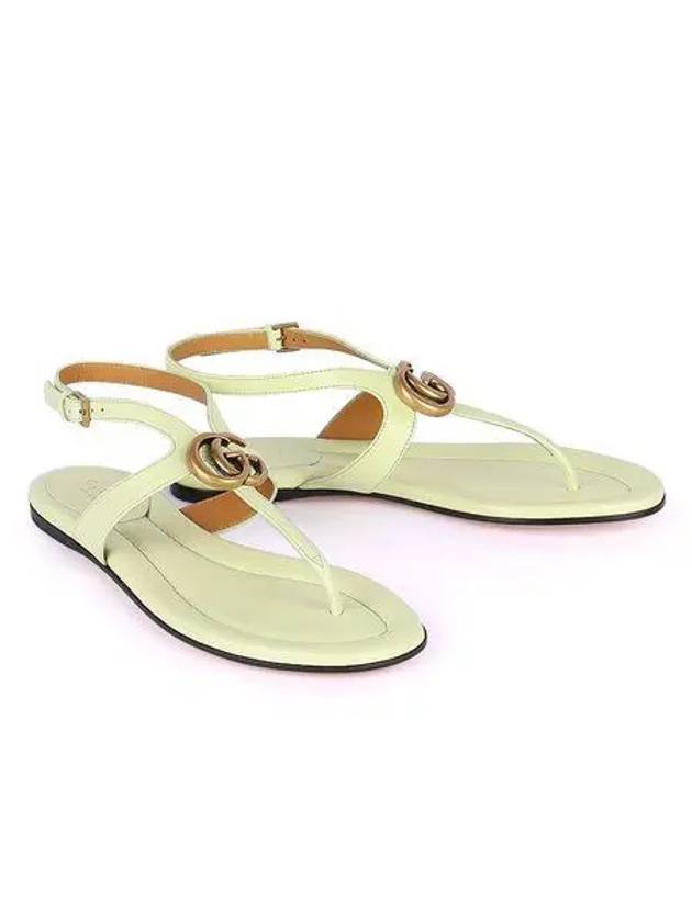 Double G Leather Flat Sandals Light Green - GUCCI - BALAAN 2